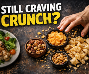 craving crunchy foods on keto snack scene with cheese crisps nuts and ignored keto meal