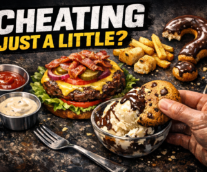 cheating just a little on keto restaurant table with bunless burger fries and dipping sauces