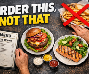 restaurants keto weight loss overhead restaurant table with bunless burger salad and sauces on the side