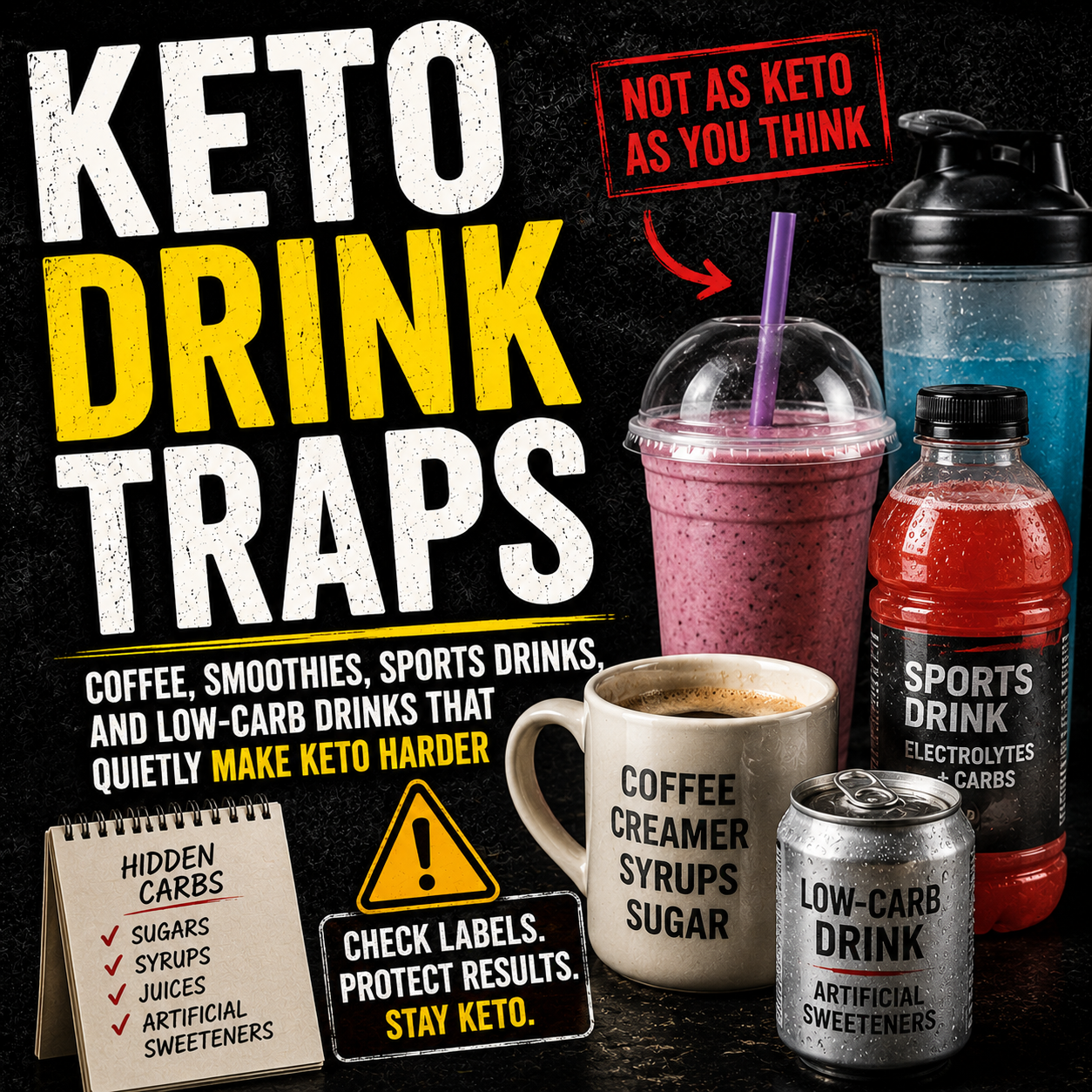 You are currently viewing Keto Drink Traps: Coffee, Smoothies, Sports Drinks, and Low-Carb Drinks That Quietly Make Keto Harder