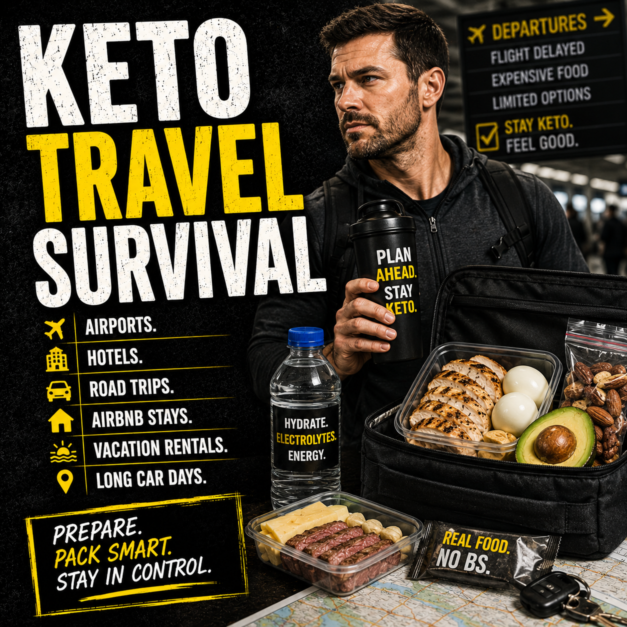 You are currently viewing Keto Travel Survival: The No-BS Hub for Airports, Hotels, Road Trips, Airbnb Stays, Vacation Rentals, and Long Car Days