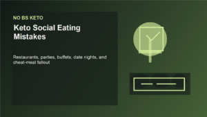 Keto social eating hub showing restaurant, party, buffet, and weekend decision traps