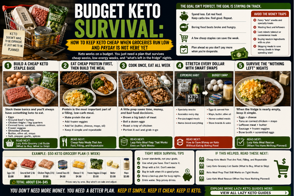 You are currently viewing Budget Keto Survival: How to Keep Keto Cheap When Groceries Run Low and Payday Is Not Here Yet