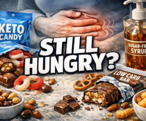 Sugar-free keto candy and syrup products that can trigger bloating, hunger, and repeat snacking