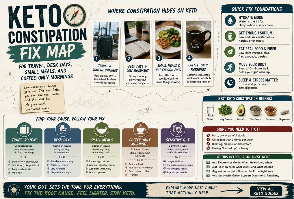 You are currently viewing Keto Constipation Fix Map for Travel, Desk Days, Small Meals, and Coffee-Only Mornings