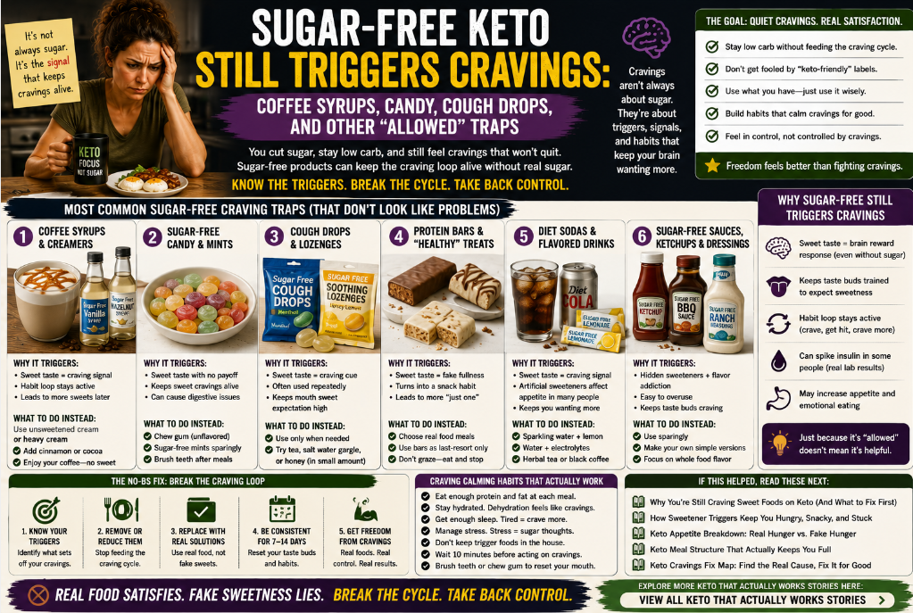 You are currently viewing Sugar-Free Keto Still Triggers Cravings: Coffee Syrups, Candy, Cough Drops, and Other “Allowed” Traps