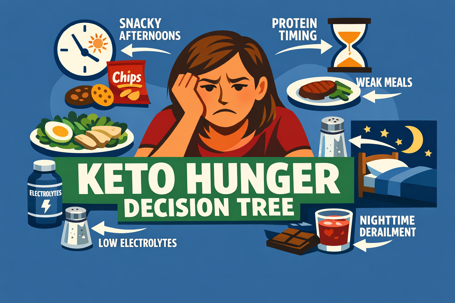 You are currently viewing The No-BS Keto Hunger Decision Tree: What to Check First When Meals Look “Low Carb” but You’re Still Hungry, Snacky, and Off Track by Night