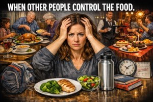 Featured image for a keto guide about family meals, caregiving, restaurants, parties, and social pressure changing the food plan