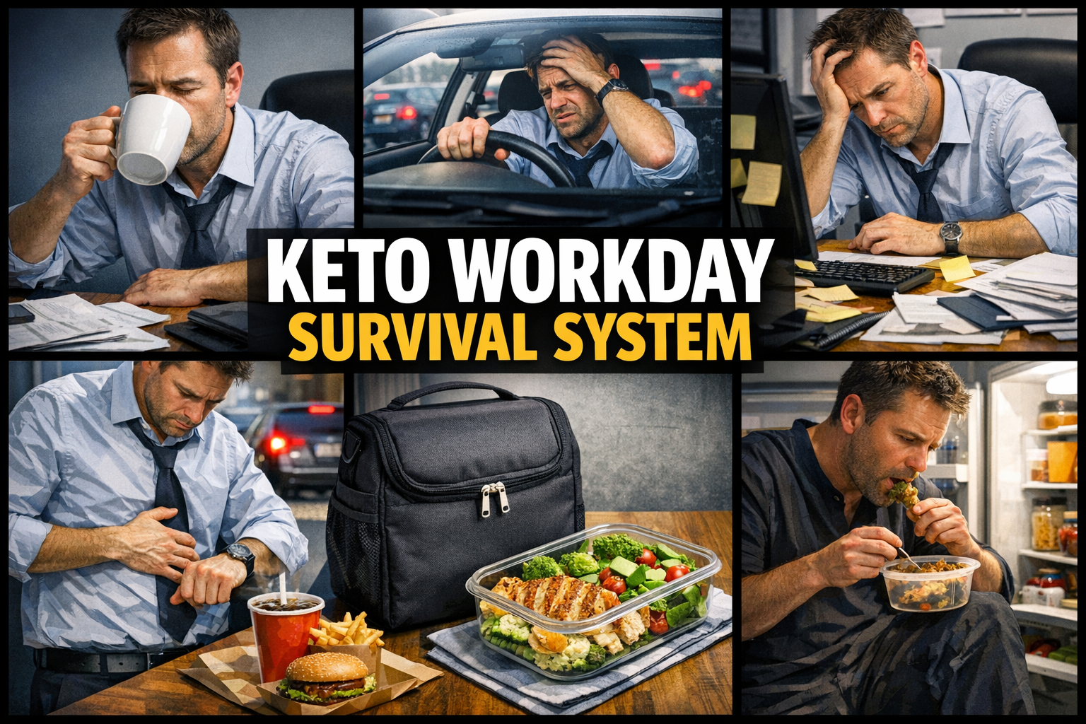 You are currently viewing Keto Workday Survival System: How to Stop Coffee, Commutes, Missed Meals, Stress, and Late-Night Recovery Eating From Running the Whole Week