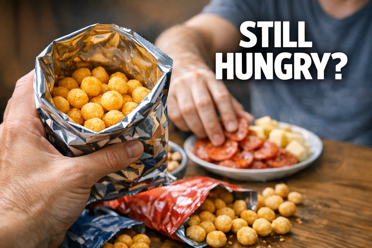 You are currently viewing Why “Keto Friendly” Protein Puffs, Crisps, and Crunchy Snack Bags Still Keep Hunger Running